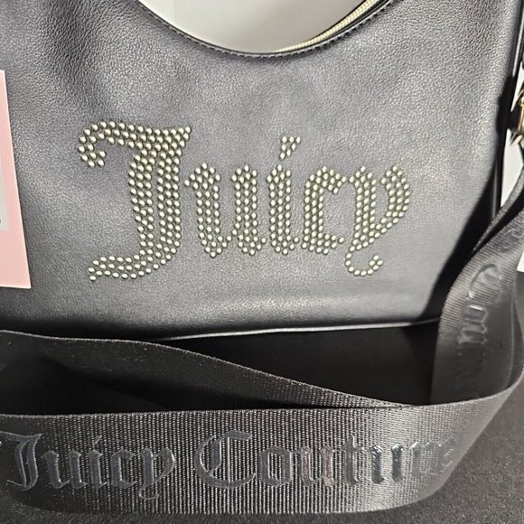 New Juicy Couture Black Obsession Crossbody Shoulder Bag Gold Studded Purse - Picture 3 of 9